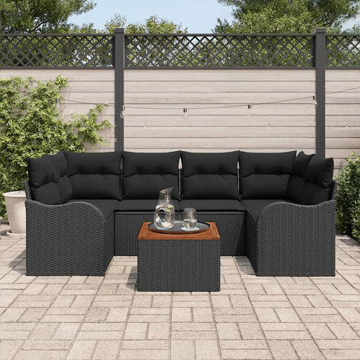 Vidaxl Hagesofa Set 7 pcs Svart