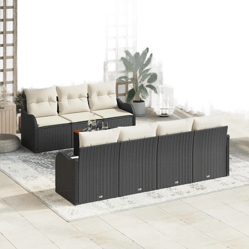 Vidaxl Hagesofa Set 8 pcs Svart