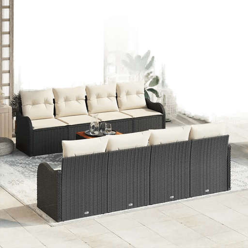 Vidaxl Hagesofa Set 9 pcs Svart