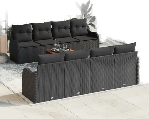 Vidaxl Hagesofa Set 9 pcs Svart