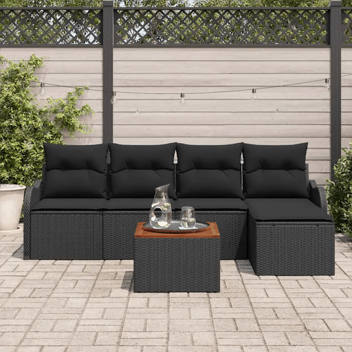 Vidaxl Hagesofa Set 6 pcs Svart