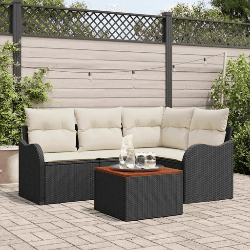 Vidaxl Hagesofa Set 5 pcs Svart