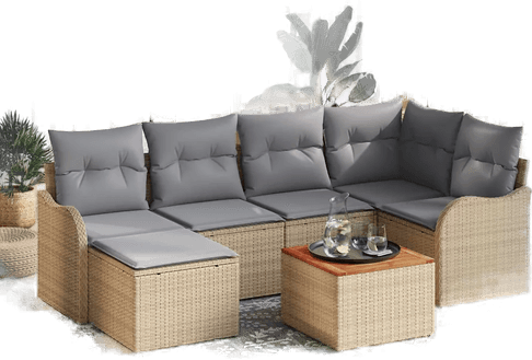 Vidaxl Hagesofa Set 7 pcs Beige