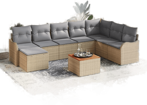 Vidaxl Hagesofa Set 9 pcs Beige