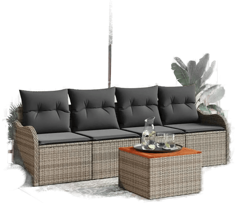 Vidaxl Hagesofa Set 5 pcs Grå