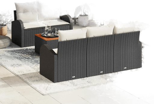 Vidaxl Hagesofa Set 6 pcs Svart