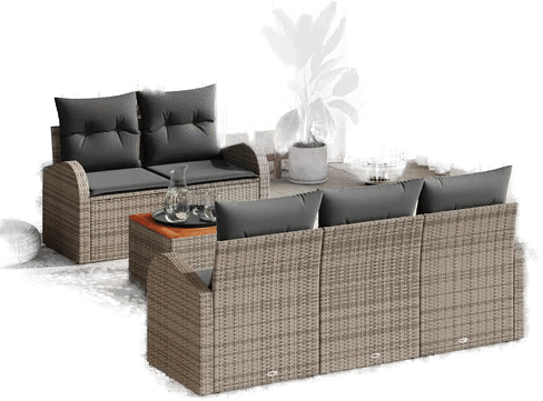 Vidaxl Hagesofa Set 6 pcs Grå