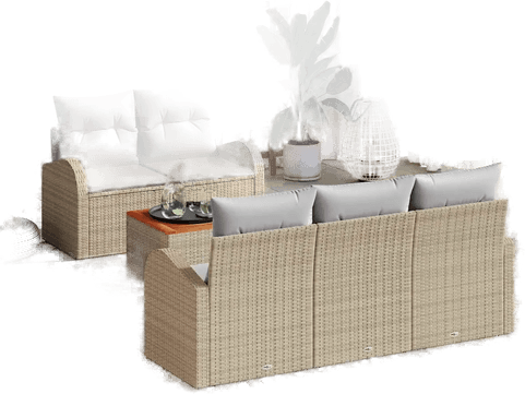 Vidaxl Hagesofa Set 6 pcs Beige