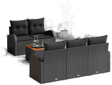Vidaxl Hagesofa Set 6 pcs Svart