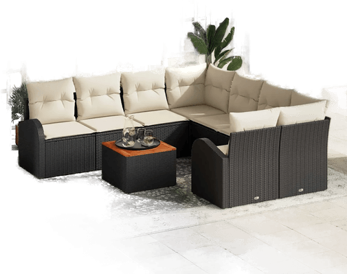Vidaxl Hagesofa Set 9 pcs Svart