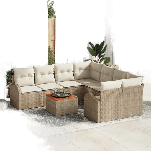 Vidaxl Hagesofa Set 9 pcs Beige