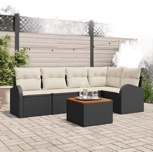Vidaxl Hagesofa Set 6 pcs Svart