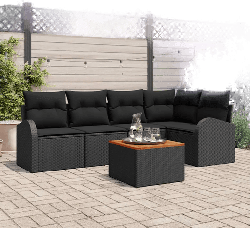 Vidaxl Hagesofa Set 6 pcs Svart
