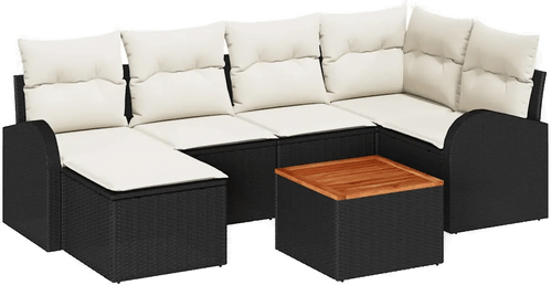 Vidaxl Hagesofa Set 7 pcs Svart