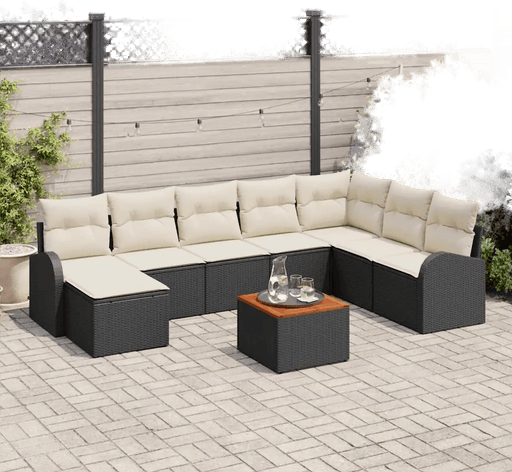 Vidaxl Hagesofa Set 9 pcs Svart