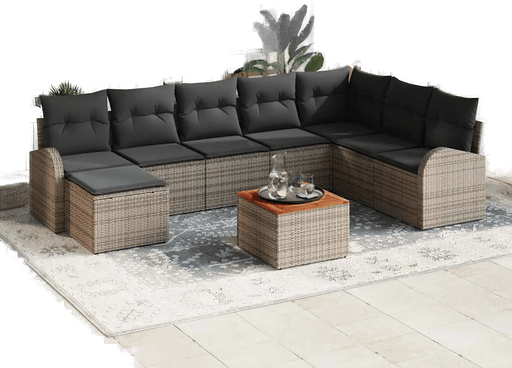 Vidaxl Hagesofa Set 9 pcs Grå