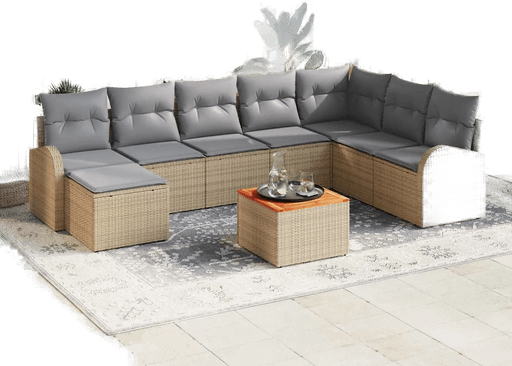 Vidaxl Hagesofa Set 9 pcs Beige