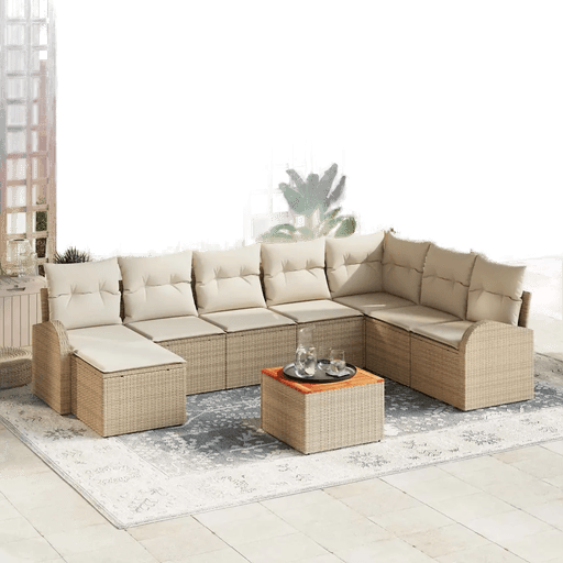 Vidaxl Hagesofa Set 9 pcs Beige