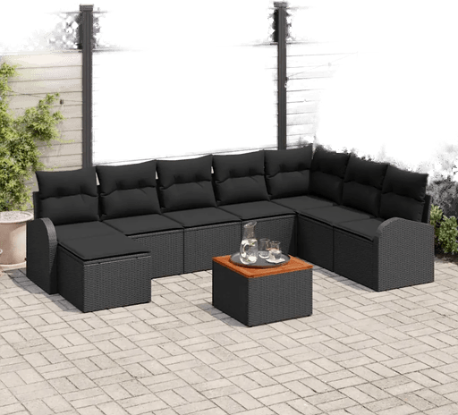 Vidaxl Hagesofa Set 9 pcs Svart