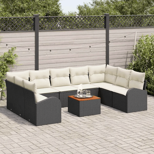 Vidaxl Hagesofa Set 10 pcs Svart