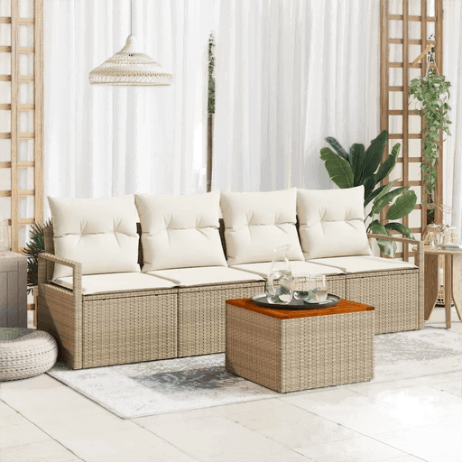 Vidaxl Hagesofa Set 5 pcs Beige