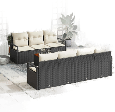 Vidaxl Hagesofa Set 8 pcs Svart