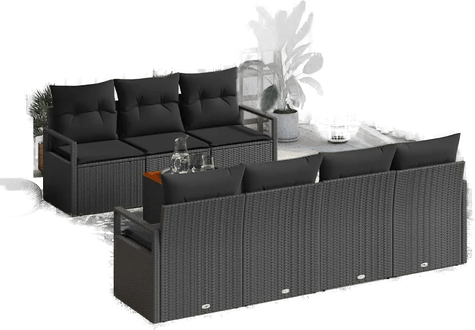 Vidaxl Hagesofa Set 8 pcs Svart