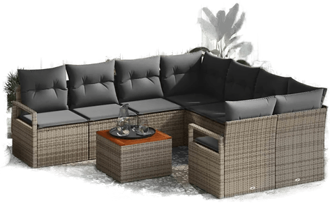 Vidaxl Hagesofa Set 9 pcs Grå