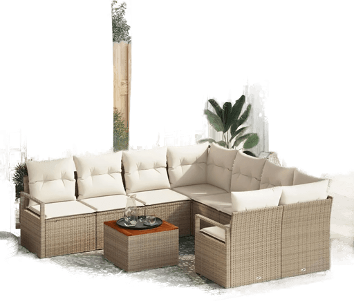 Vidaxl Hagesofa Set 9 pcs Beige