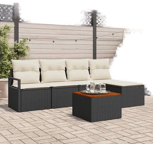 Vidaxl Hagesofa Set 6 pcs Svart