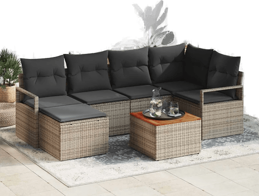 Vidaxl Hagesofa Set 7 pcs Grå