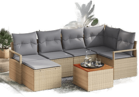 Vidaxl Hagesofa Set 7 pcs Beige