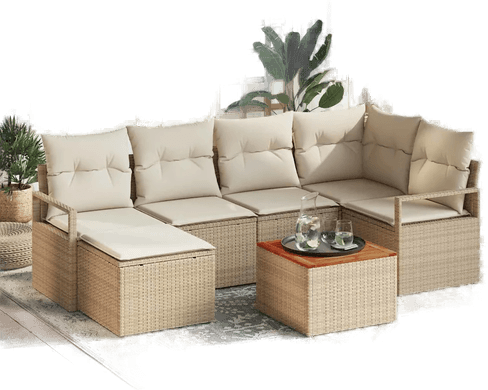 Vidaxl Hagesofa Set 7 pcs Beige