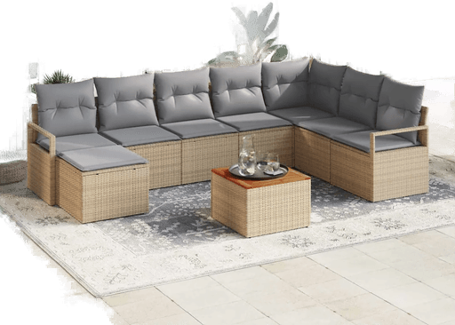 Vidaxl Hagesofa Set 9 pcs Beige