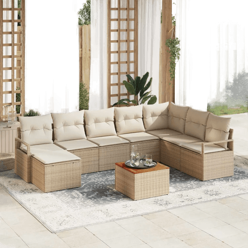 Vidaxl Hagesofa Set 9 pcs Beige