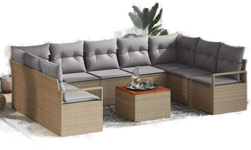 Vidaxl Hagesofa Set 10 pcs Beige