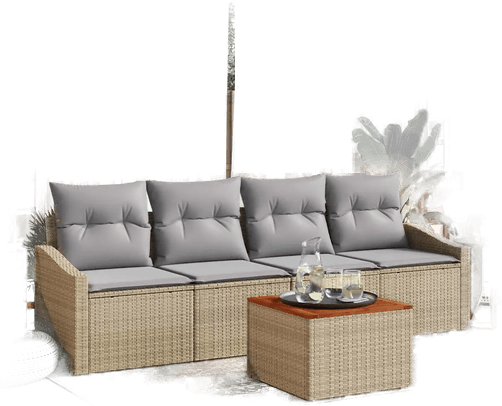 Vidaxl Hagesofa Set 5 pcs Beige