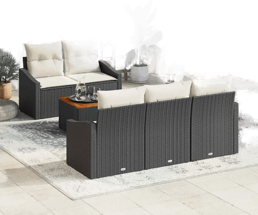 Vidaxl Hagesofa Set 6 pcs Svart