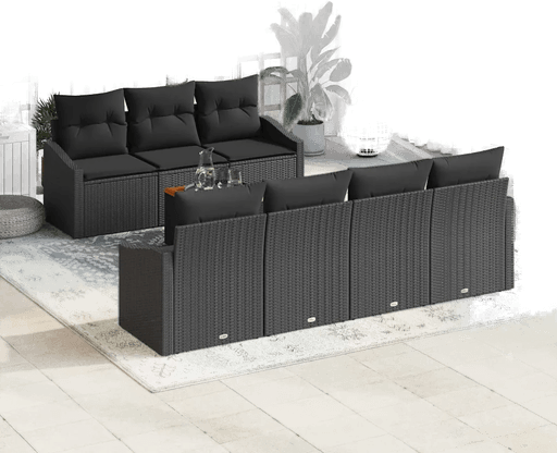 Vidaxl Hagesofa Set 8 pcs Svart