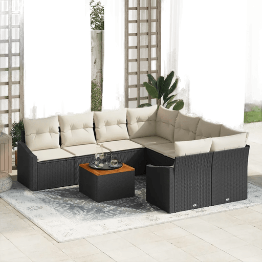 Vidaxl Hagesofa Set 9 pcs Svart