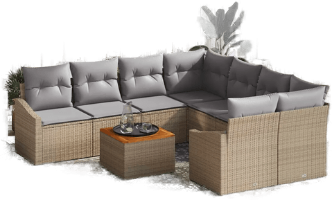 Vidaxl Hagesofa Set 9 pcs Beige