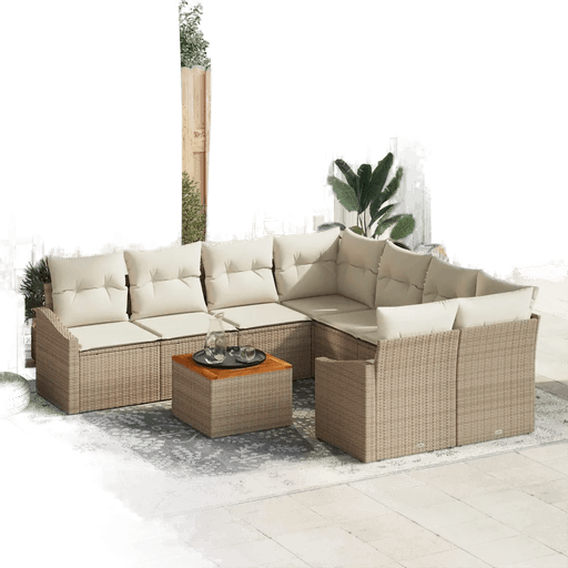 Vidaxl Hagesofa Set 9 pcs Beige