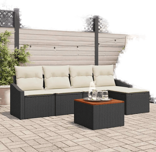 Vidaxl Hagesofa Set 6 pcs Svart