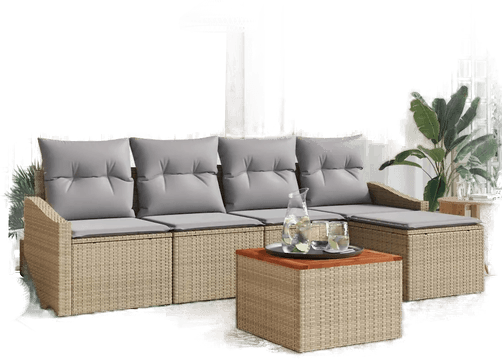 Vidaxl Hagesofa Set 6 pcs Beige