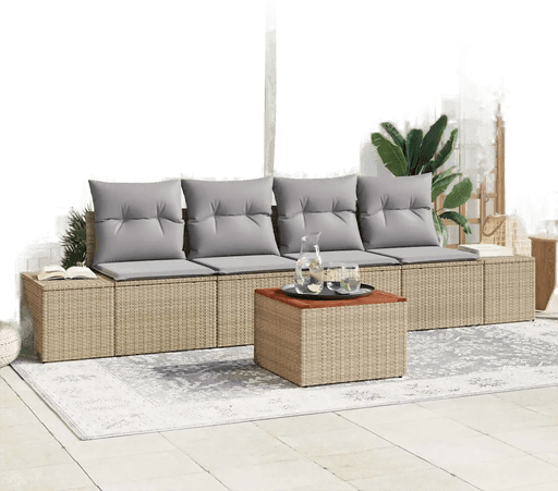 Vidaxl Hagesofa Set 5 pcs Beige