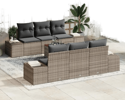 Vidaxl Hagesofa Set 7 pcs Grå
