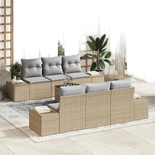 Vidaxl Hagesofa Set 7 pcs Beige