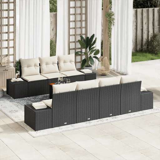 Vidaxl Hagesofa Set 8 pcs Svart