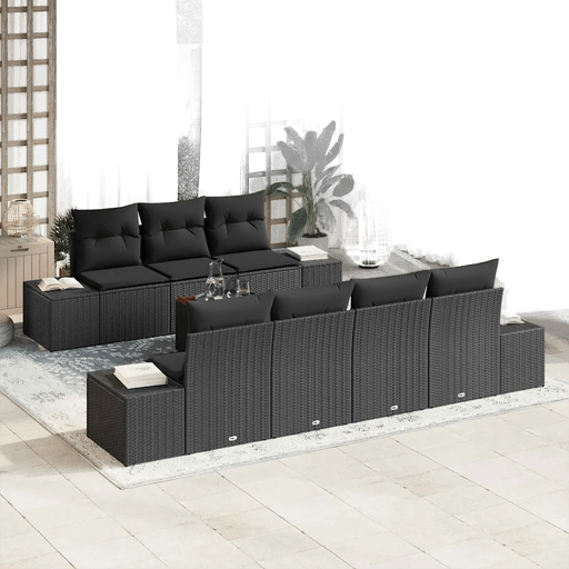 Vidaxl Hagesofa Set 8 pcs Svart