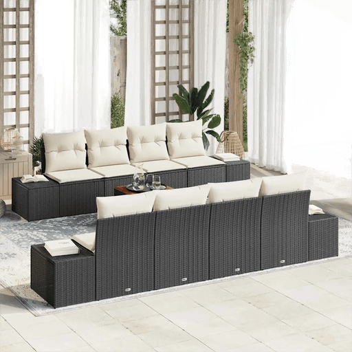 Vidaxl Hagesofa Set 9 pcs Svart